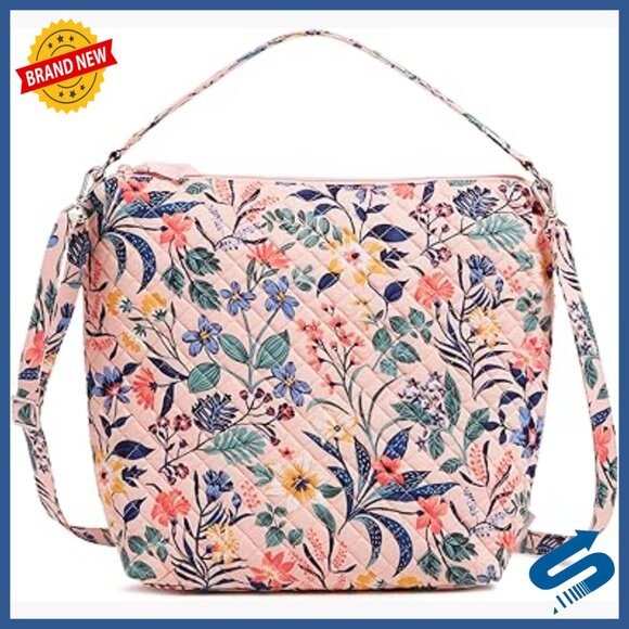 Oversized Cotton Hobo Shoulder Bag with Adjustable Strap and Pockets